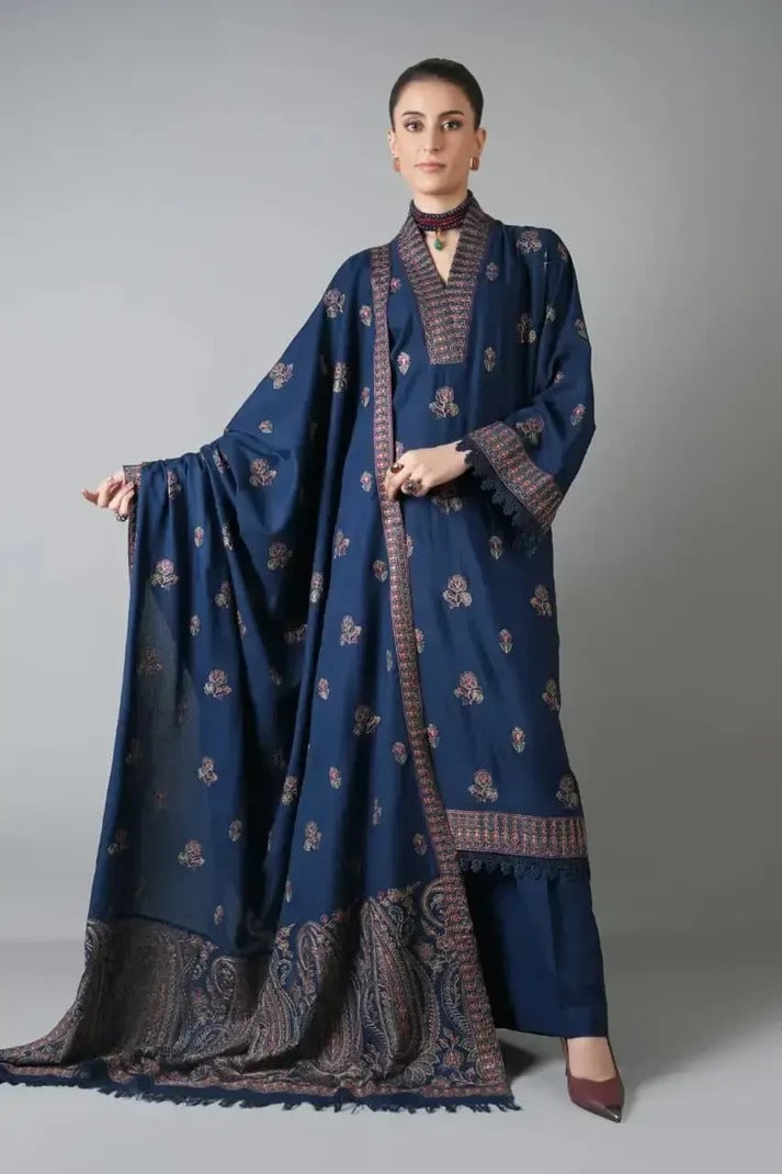 Embroidered 3PC Suit – Premium Festive Collection ZA - 101206