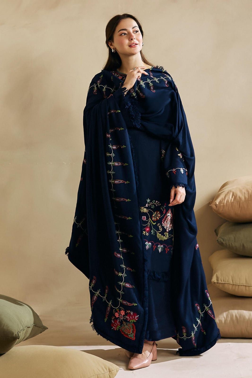 Dhanak-3PC Embroidered Shirt with Dhanak Embroidered Dupatta