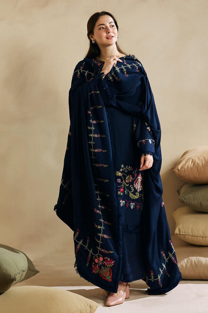 Dhanak-3PC Embroidered Shirt with Dhanak Embroidered Dupatta
