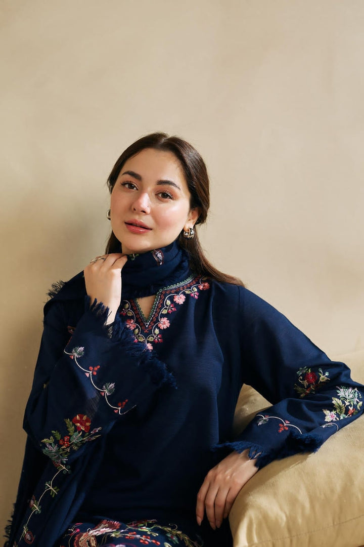 Dhanak-3PC Embroidered Shirt with Dhanak Embroidered Dupatta