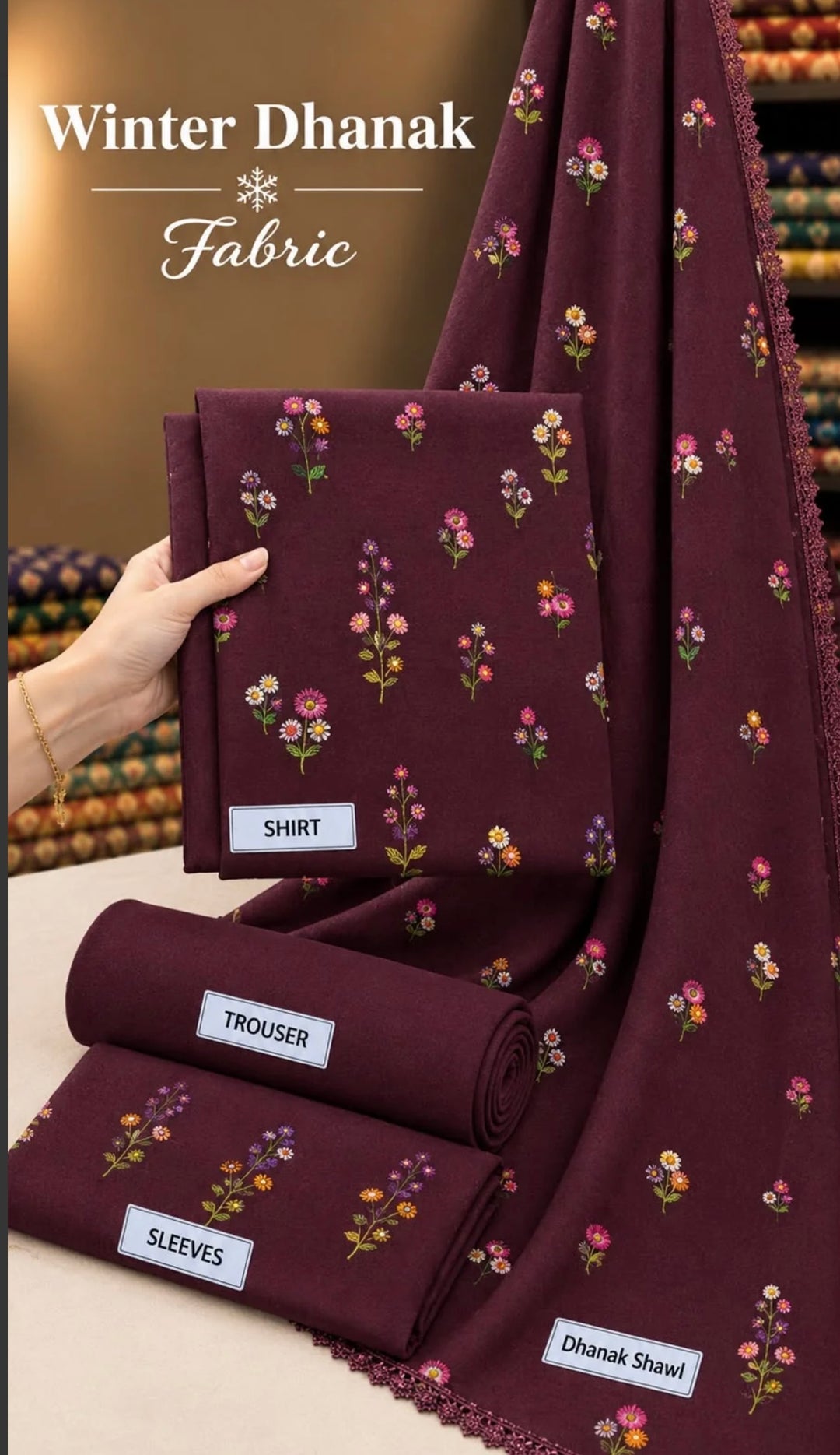 Booti Dhanak Embroidered 3-Piece Un-Stiched