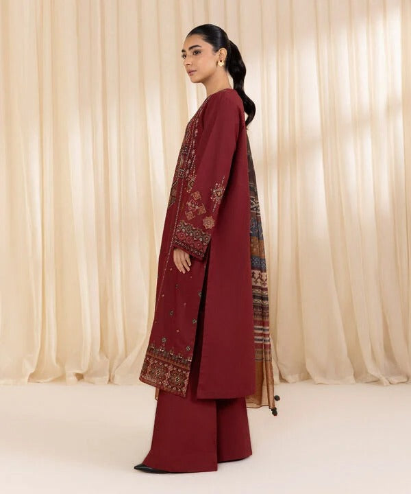 EXCLUSIVE 3PC HEAVY EMBROIDERED LAWN ENSEMBLE - 425 - View 3