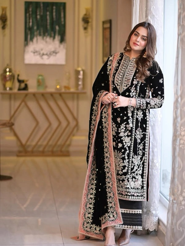3PC UNSTITCHED DHANAK EMBROIDERED SHIRT WITH DHANAK EMBROIDERED DUPATTA
