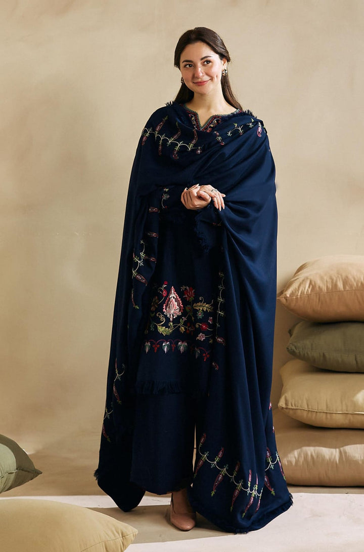 Dhanak-3PC Embroidered Shirt with Dhanak Embroidered Dupatta