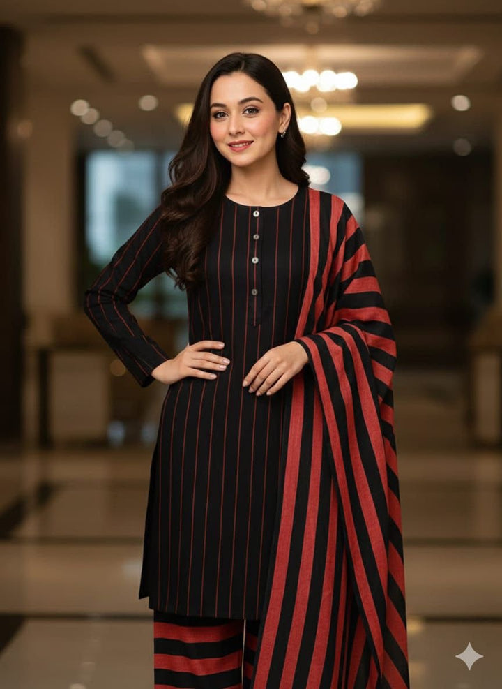 WINTER MARINA SUSI 3 PCS SUIT Black with Red