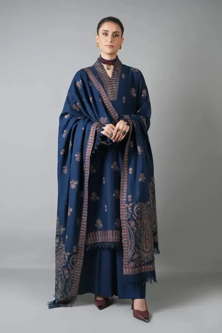 Embroidered 3PC Suit – Premium Festive Collection ZA - 101206