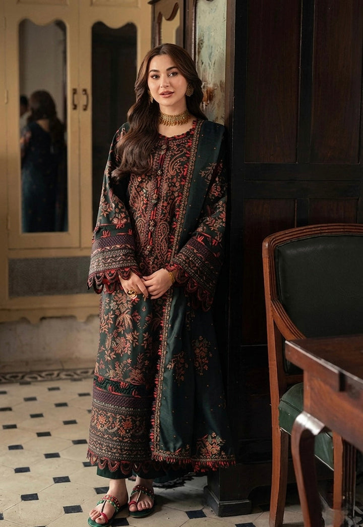 3PC DHANAK EMBROIDERED SHIRT WITH EMBROIDERED SHAWL & TROUSER-BIC
