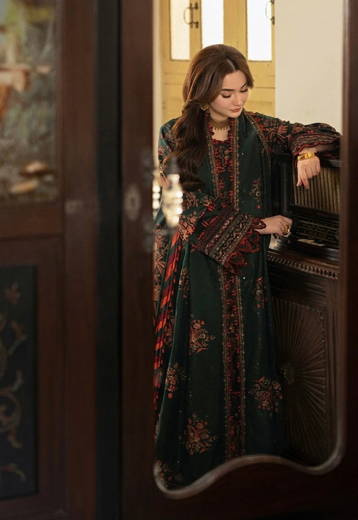 3PC DHANAK EMBROIDERED SHIRT WITH EMBROIDERED SHAWL & TROUSER-BIC