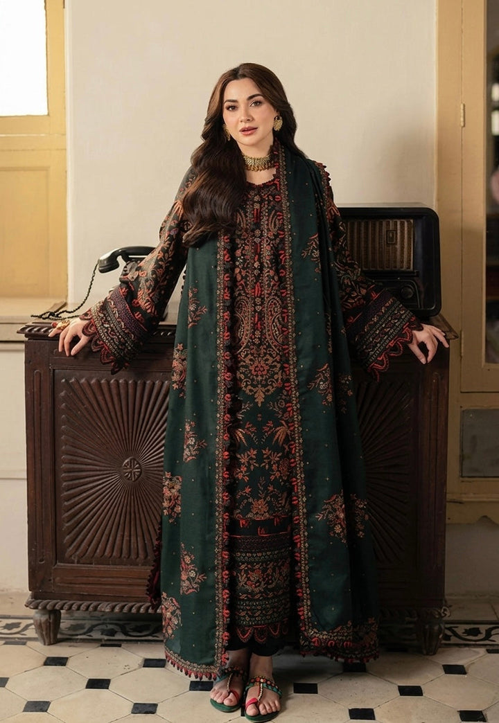 3PC DHANAK EMBROIDERED SHIRT WITH EMBROIDERED SHAWL & TROUSER-BIC